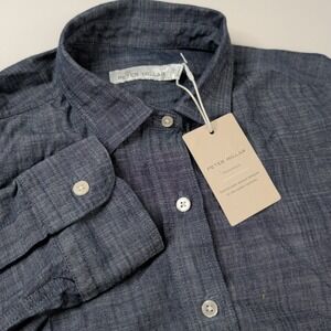 Peter‎ Millar Shirt Womens Crown Chambray Tunic LS Blouse XS Blue Gray NWT